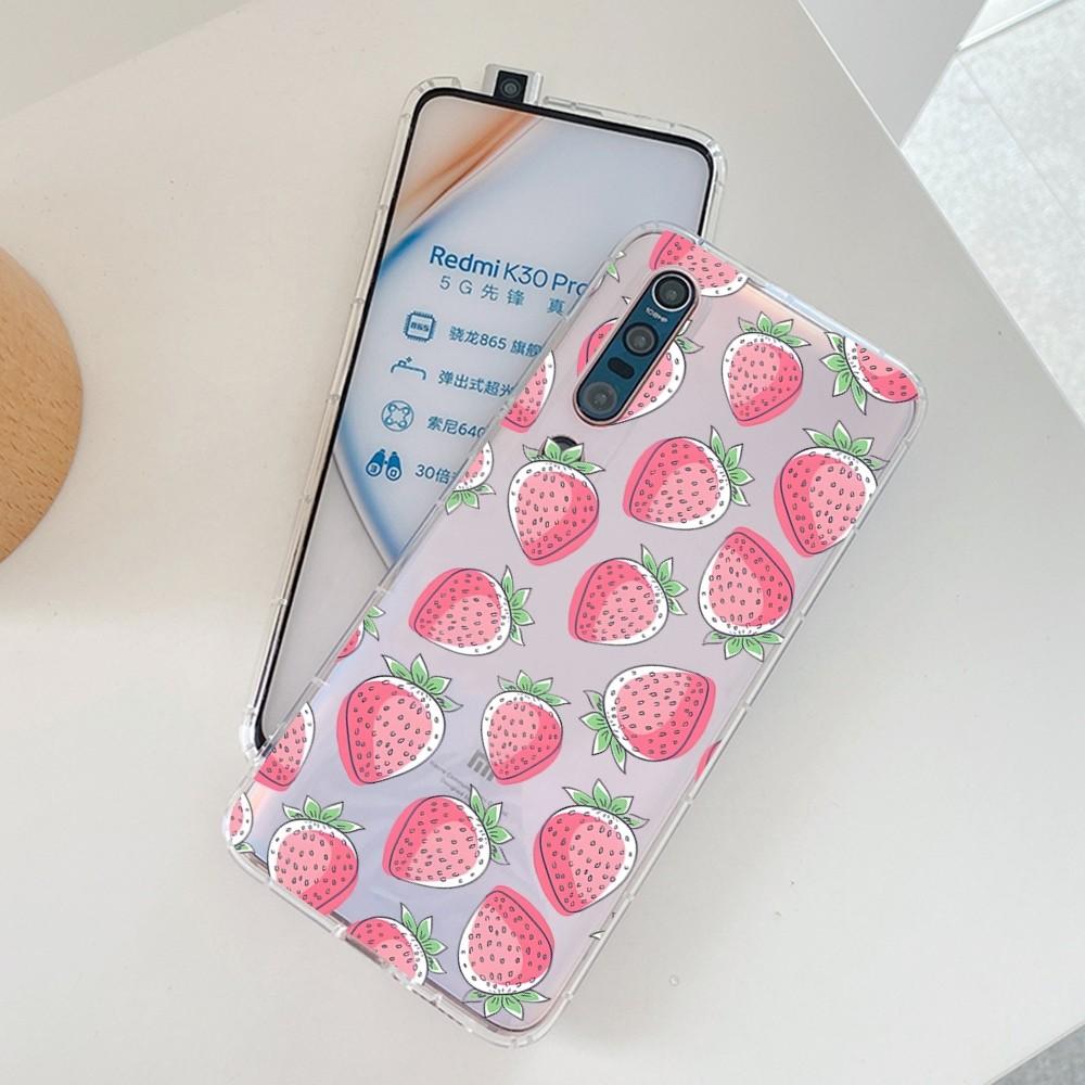 Cute Strawberry Phone Case For Samsung S 20 21 22 23 for Redmi Note7 8 9 10 for Huawei P20 30 40 Clear Case