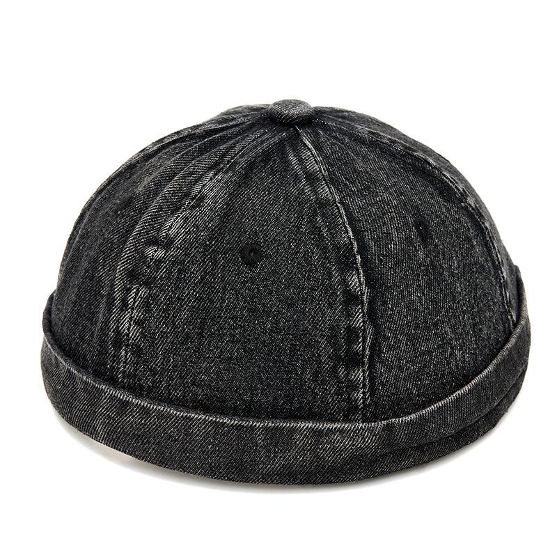 Washed denim light board melon hat men's and women's street personality fashion brimless landlord hat hip hop trend yuppie hat