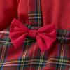 Baby Girls 0-2 Years Infant Long Sleeve Red Romper Plaid Skirt Headband Clothing