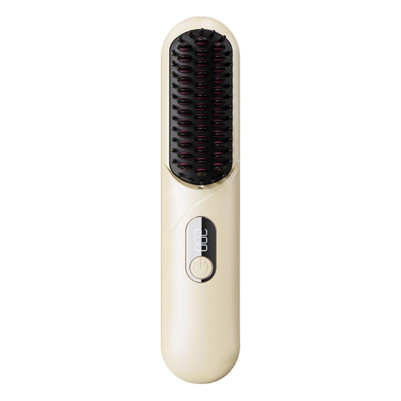 

Upgraded Hair Styling Brush For Straight And Curly Hair 3D Anti Knot Design With LCD Display And Quick Heating жёлтый