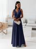 Women's New Bow V-Neck Long Evening & Formal Gown Dress for Women
