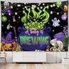 Halloween Tapestry Graveyard Wall Hanging Spooky Full Moon Night Zombie Hands Background Cloth for Halloween Theme Party Decor