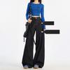 Lazy style high-waisted jeans women's drooping feeling spring and autumn new versatile Korean version wide-leg mopping jeans tide