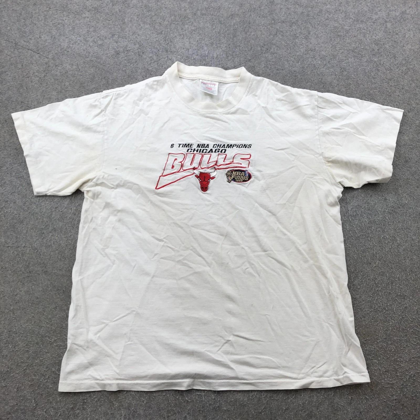 Vintage Chicago Bulls Shirt Mens Large White NBA 6 Time Champs 1998 Finals 90s 4XL