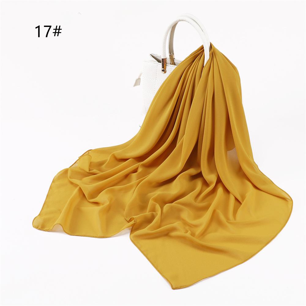 110*110CM Square Pearl Chiffon Hijabs Scarf Plain Solid Color Headwraps Muslim Women's Khimar Headscarf 45 Colors