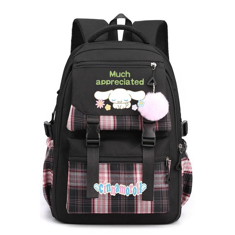 Cinnamoroll Kids School Backpack Boys Girls Large Capacity 20-35L Nylon Dual Strap Bag With Arc Shoulder Straps
