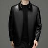 Shop Haining Leather Jacket Men's Jacket Short PU Leather Business Lapel Autumn Clothing Middle-aged Dad Leather Jacket