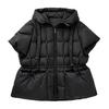Autumn and winter short-sleeved down vest women's winter clothing new casual hooded white duck down inner drawstring waist jacket tide