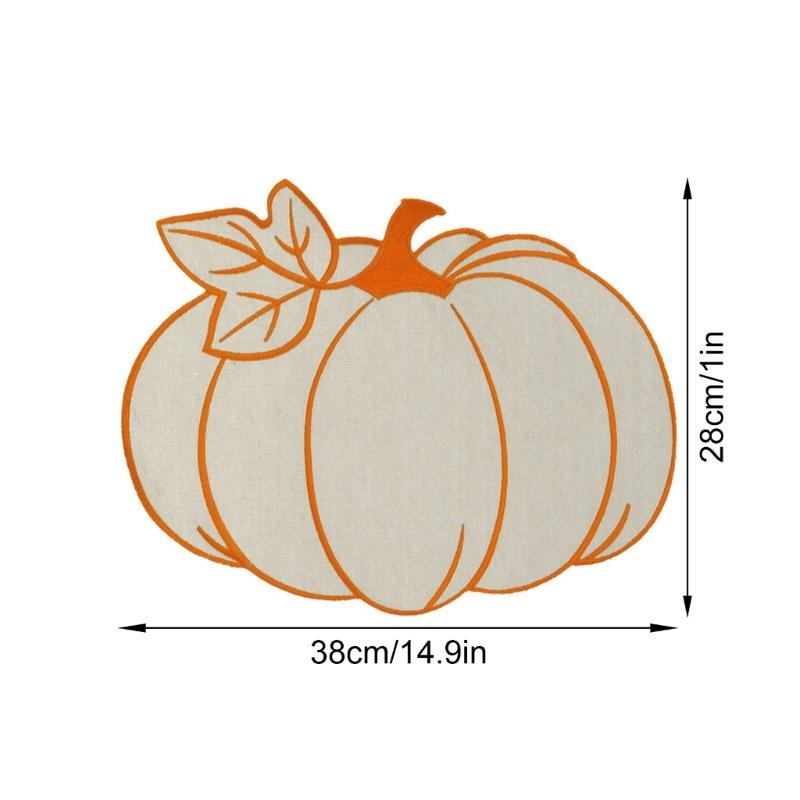 Elegant Embroidered Pumpkins Leaf Placemat For Halloween Dining Table Decoration Waterproof And Heat Resistant Kitchens Tableware