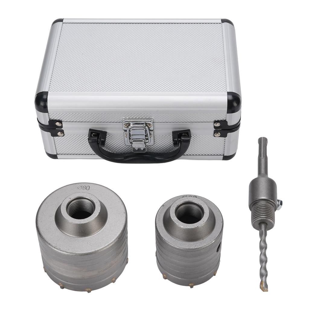 2PCS Hole Saws 1PC Connecting Rod Aluminum Case 60mm 80mm Electric Hammer Drill Opener for Concrete