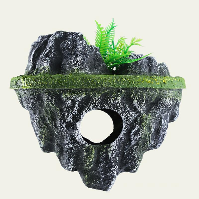 Suspended Island Fish Tank Decorative Creative Floating Stone Simulation Plants Caverns Crafts Ornaments Aquarium Accessories