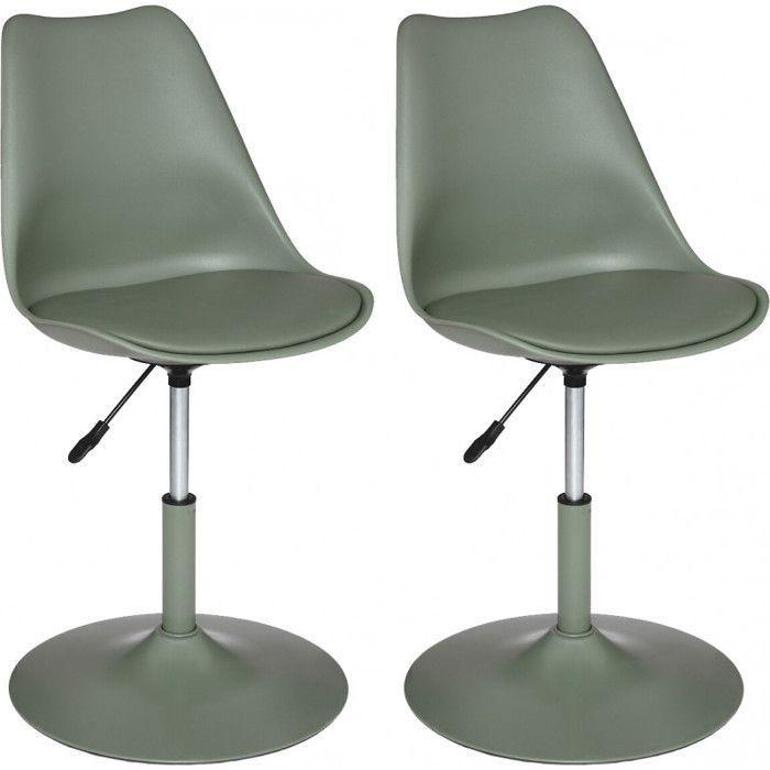 Lot de 2 chaises déco hauteur ajustable style scandinave "Aiko" Atmosphera - Kaki
