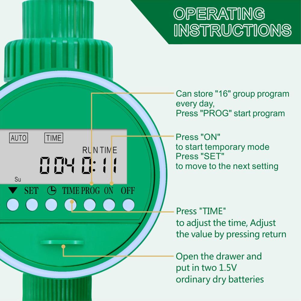 16 Programs Setting Timer Irrigation Controller LCD Display Automatic Flower Plant Watering Device Garden Solenoid Controller