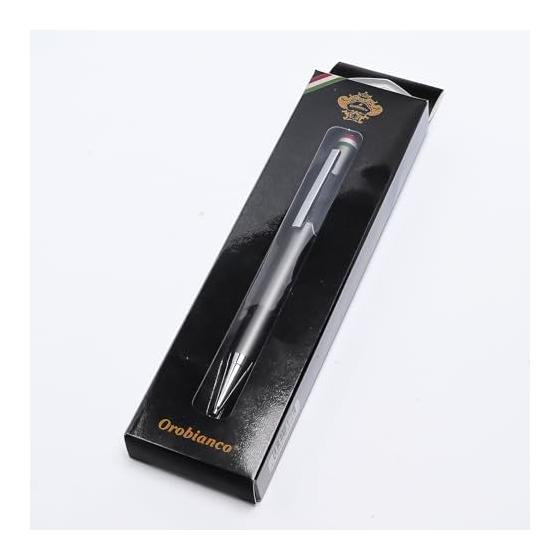 Orobianco Freccia Ballpoint Pen, Gunmetal CT, Knock-Type, 0.5mm, Straight Barrel Design, Aluminum (Anodized), Approx. 142mm Length, Approx. 9mm Max