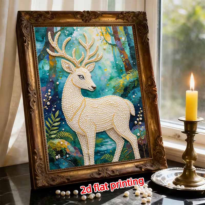 DIY Pearl Art Deer Painting Kit 5D Crystal Rhinestone Embroidery for Bedroom Living Room Wall Decoration Handmade Craft