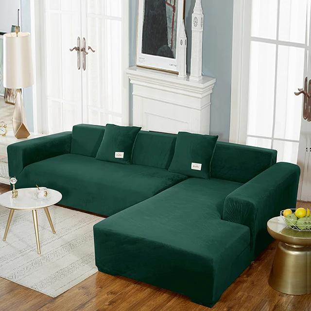 Super Soft Velvet Sofa Cover For Living Room Elastic L Shaped Chaiselongue Corner Couch Slipcover Washable Armchair Sofa Covers