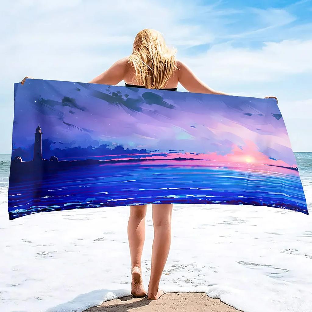Leuchtturm Mikrofaser Pool Sandfest Strandtuch Decke Schnell Schnelltrocknend Sandfrei Proof Kompakt Outdoor Leichtgewichtige Handtücher