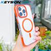 KEYSION Transparent Magnetic Case for MagSafe for iPhone 16 Pro Max Wireless Charging Shockproof Phone Cover for iPhone 16 Plus