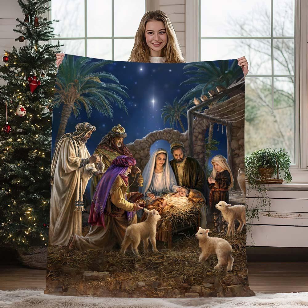 Christmas vintage snowman digital-printed polyester Bedroom velvet flannel cover blanket Fleece sofa cover blankets for beds