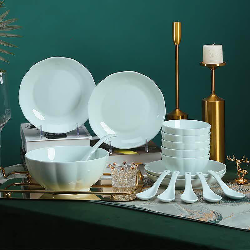 Jingdezhen Underglaze Celadon Dinnerware Set