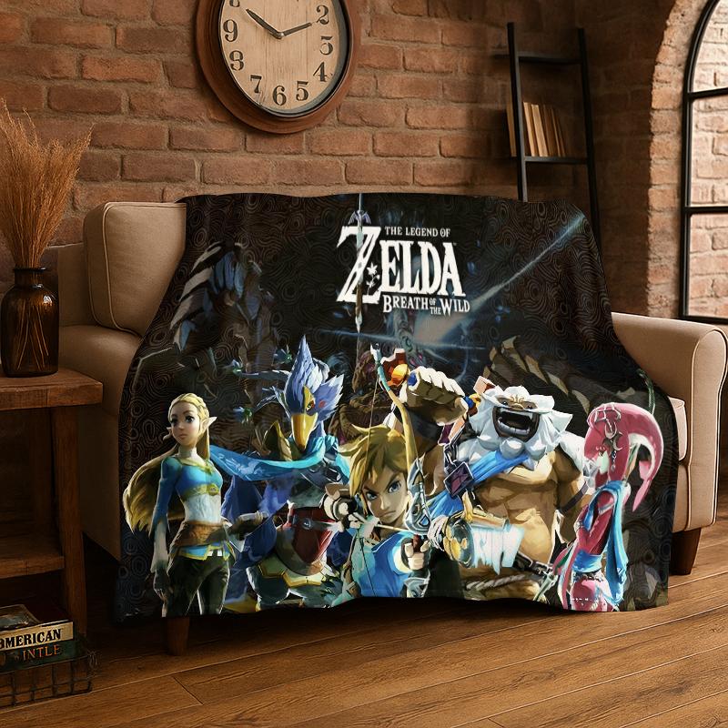 Classic Game Z-Zelda Cartoon Link Flannel Blanket Soft Warm Throw Blanket for Bedroom Living Room Bed Travel Camping Picnic