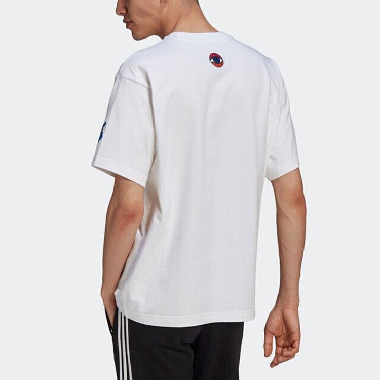 Adidas Originals Trefoil Artist Tee Ss Earth Print Sport Crew Neck Short Sleeve T-Shirt Men Tops White HA4693