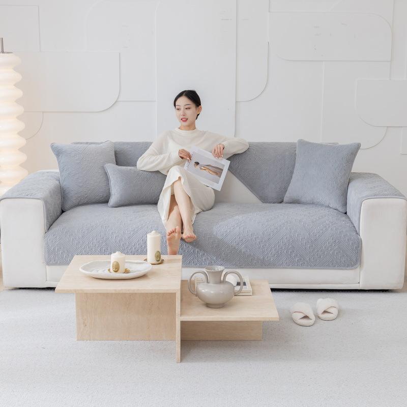 New Thick Plush Sofa Cushion Autumn and Winter Warm Cushion Cover Modern Simple Anti-slip Sofa Cover Pillow Cover