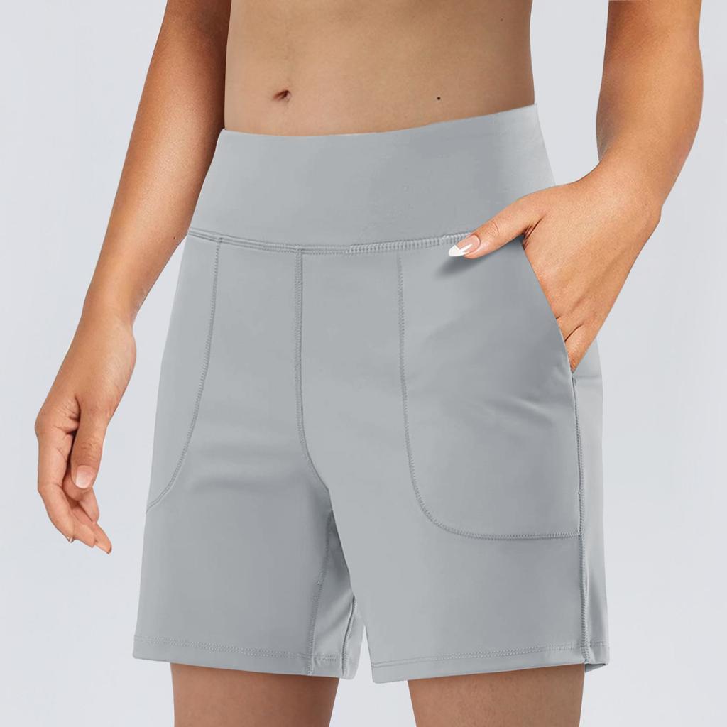 Pantaloni scurti de alergare pentru damă, pentru antrenament, stratul sport, pantaloni scurți activi cu buzunare