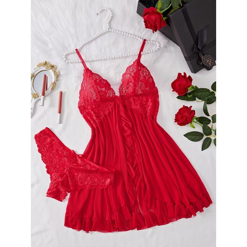 Pajamas Female Sexy V-Neck Lace Suspender Multicolor Set Sex Underwear