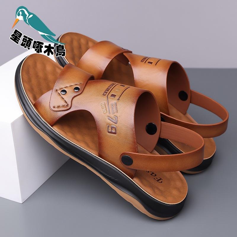 

2025 new sandals men s summer wear dad middle-aged and elderly dual-purpose cool slippers breathable sandals 44