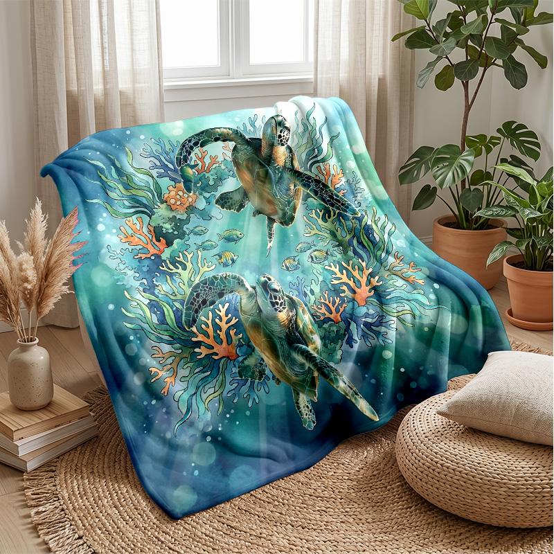 Ocean Life Adventure 31 Theme blanket Lightweight Warm Flannel Blanket Decorative Throw Blanket for Home Decoration