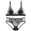 New Sexy Embroidered Hollow Bra Lace Gather Big Breasts Show Small Steel Ring Women's Bra Underwear Set