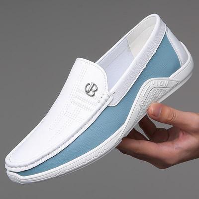 2024 Spring Men's Genuine Leather Casual Driving Shoes - Soft Toe, Slip-On Design