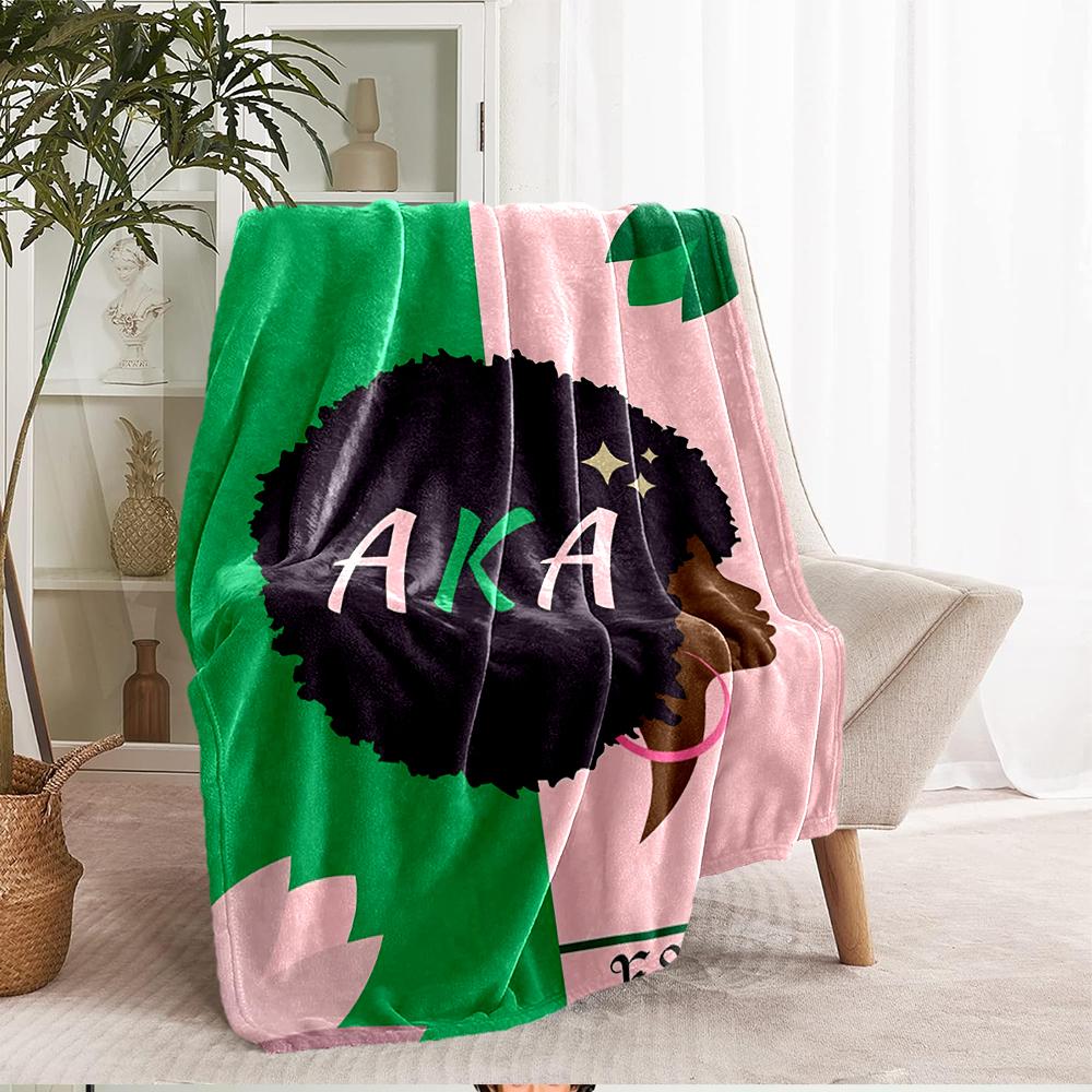 AKA Theme Printed Blanket - Perfect for Couch, Bed, Travel & Outdoor Use | Machine Washable, Cozy & Durable.