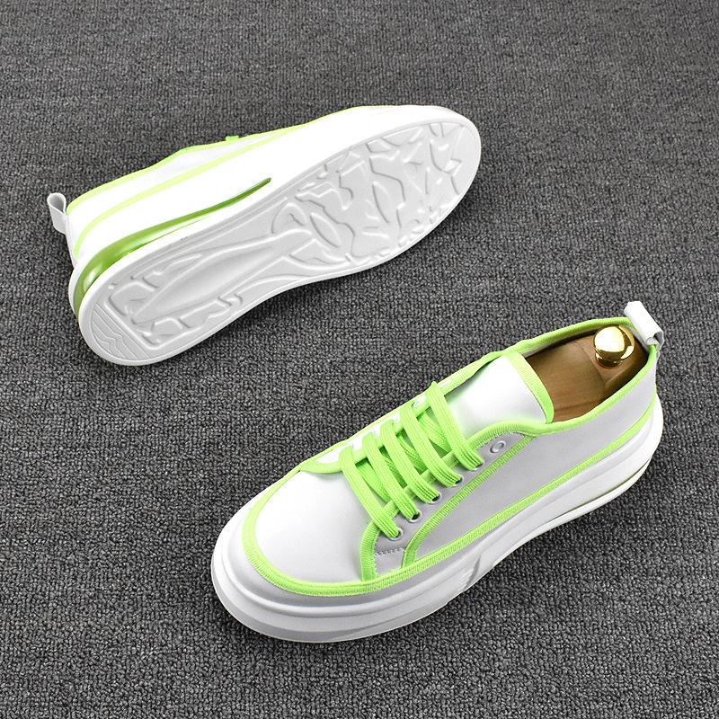 Mode England Stil Herren Freizeitschuhe weiß Schnürschuhe Naturleder flache Schuhe Jugend Street Plateau-Sneakers atmungsaktives Schuhwerk Männer