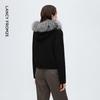 LANCY Wool & Fox Fur Collar Knit Cardigan