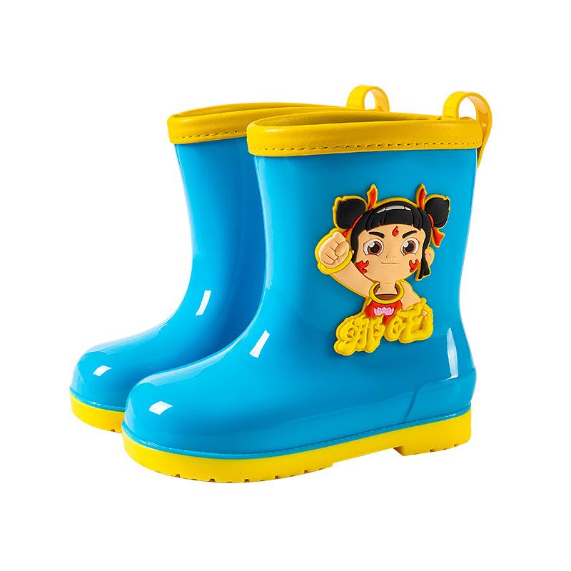 Nezha Children's Rain Boots Boys Baby Non-Slip Rain Boots Girls Elementary School Students Rainy Day Waterproof Water Shoes Toddler Rubber Shoes