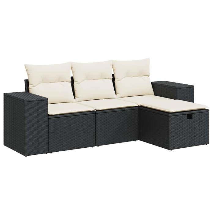 VidaXL Salon de jardin 4 pcs avec coussins noir résine tressée 3325652