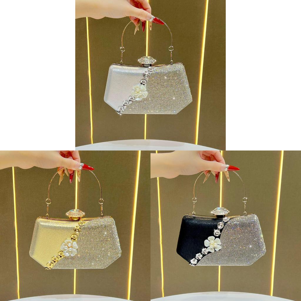 Pochette da sera con strass e catenella per eventi formali