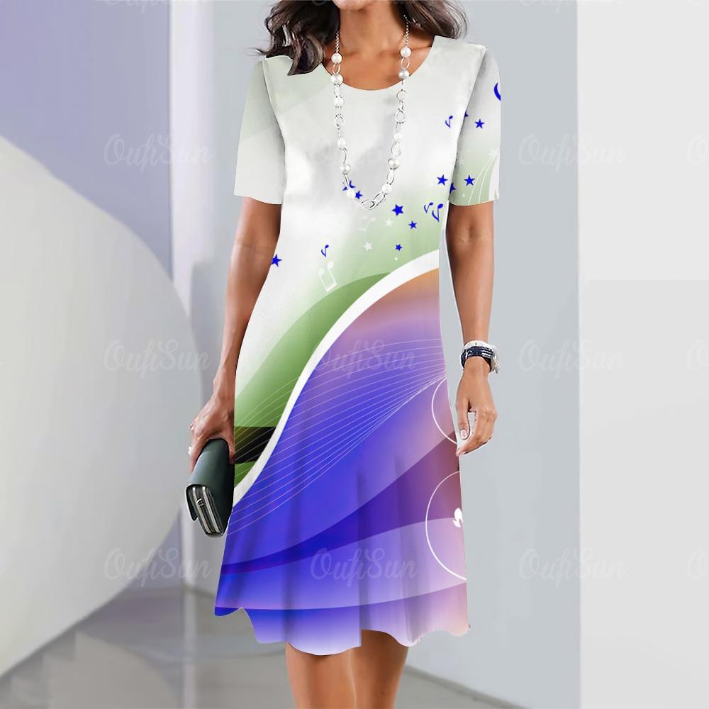 2025 rochie midi nouă elegantă și frumoasă cu imprimeu în dungi femei mărime plus o piesă rochii de vară