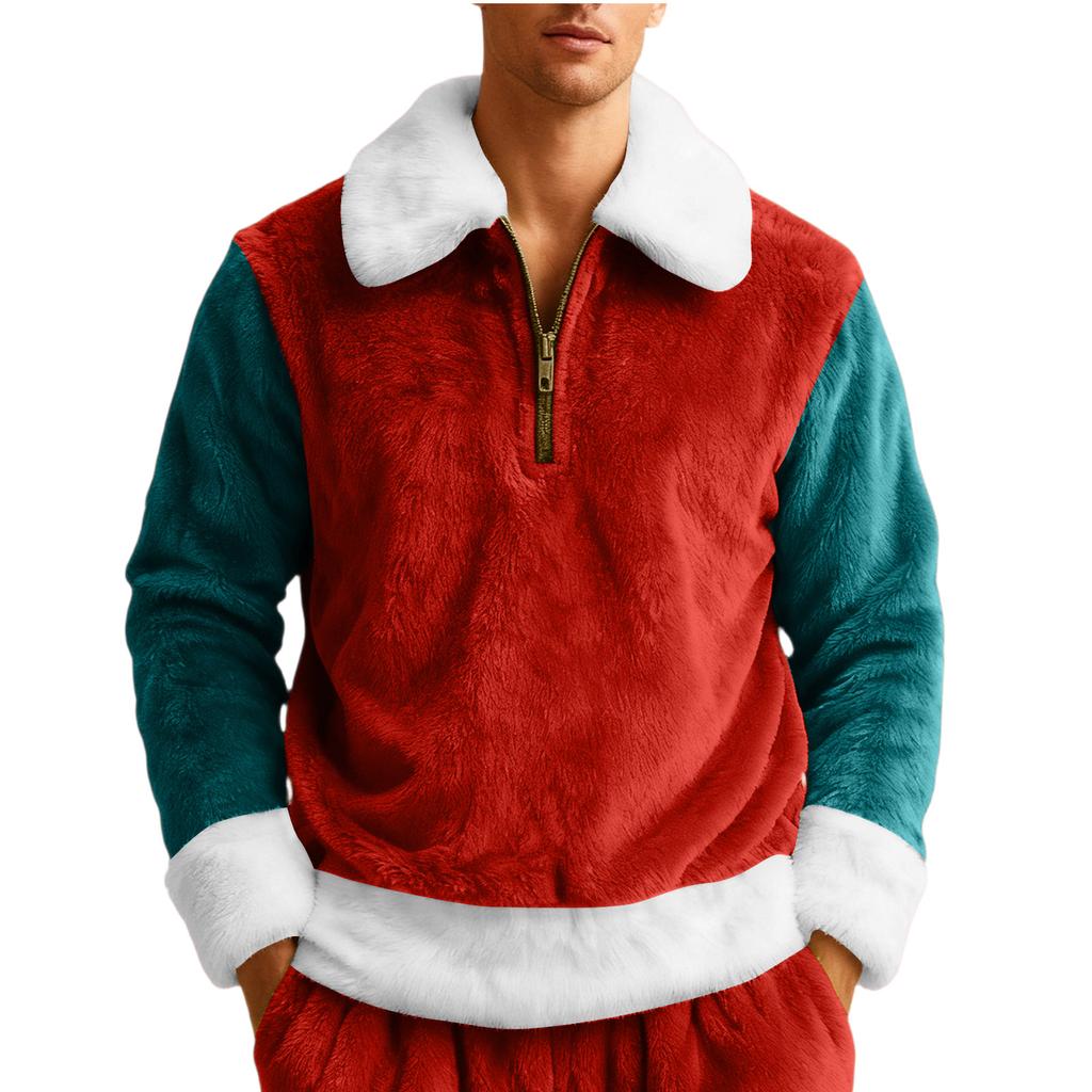 Pánská volnočasová mikina s polovičním zipem a kapucí s vyklápěcím límcem