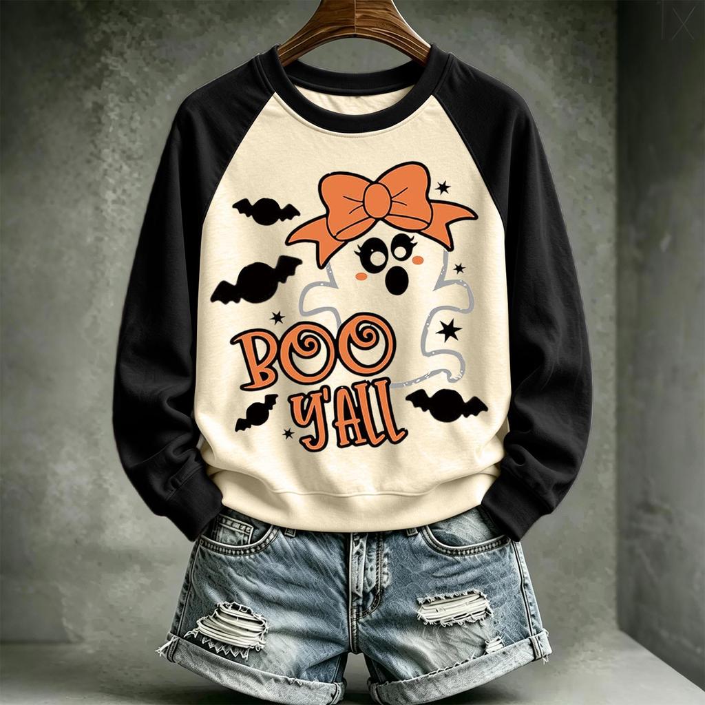 Damen Halloween Pullover Sweatshirt mit Aufdruck und süßem Design für die Feiertage