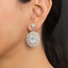 Moissanite Floral Halo Drop Earring - 925 Sterling Silver