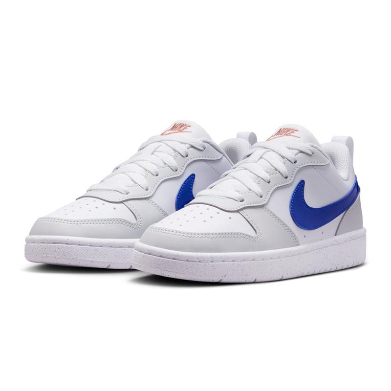 Nike Court Borough Anti Slip Wear Resistant Low Top Kids' Skateboarding Shoes White Blue Sneakers DV5456-125