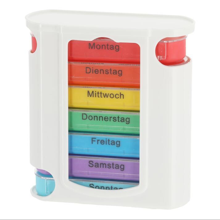 Weekly 28-Compartment Pill Organizer Box, Independent Drawers for Convenient Tablet Storage, PP Plastic.