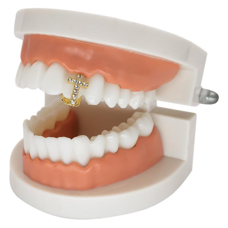 Unisex Hip Hop Tooth Grillz with Zircon Studs