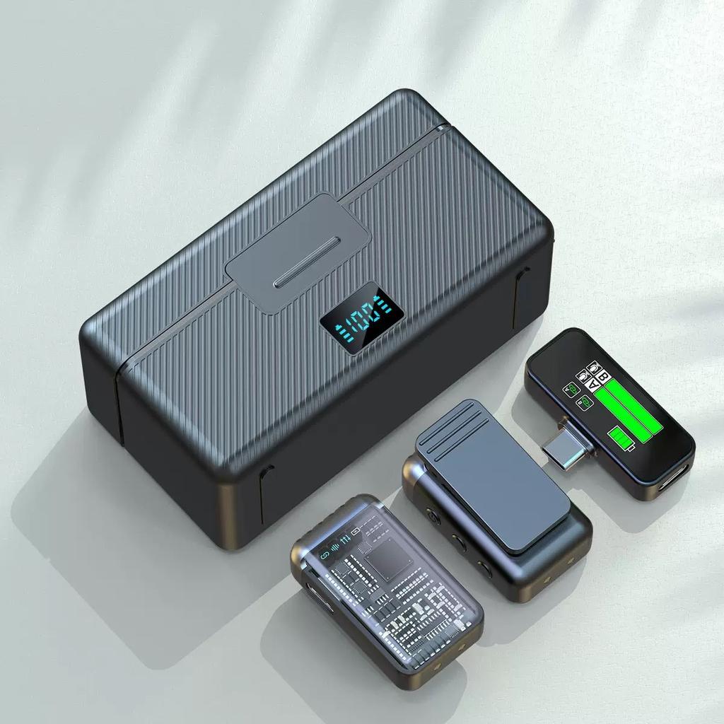 KS08 Wireless Lavalier Lapel Microphone Vlog Mic AI Noise Reduction Audio Recording For iPhone Android PC With Charging Box