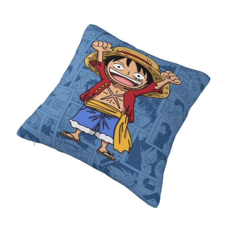 Custom One Pieces Luffy Anime Cushion Cover Pirate Skull Manga Soft Modern Pillow Cases