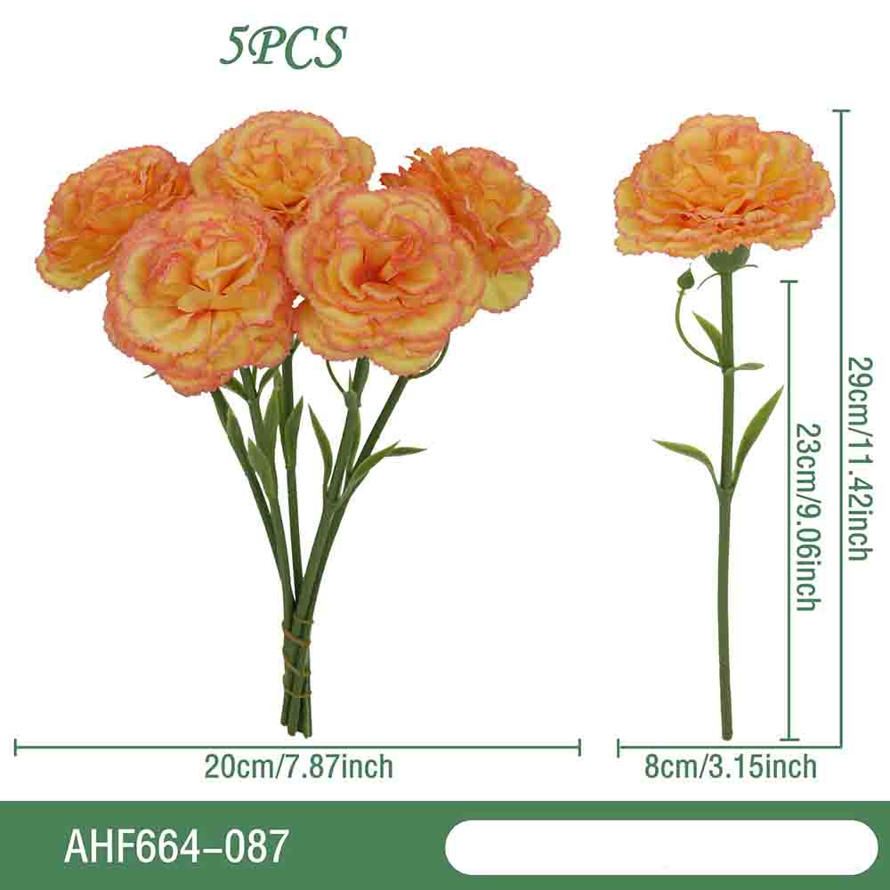 5Pc Moisturizing Latex Carnation Artificial Real Touch Silk Flower Mother's Day Bouquet Gift Wedding Home Party Decor Carnation