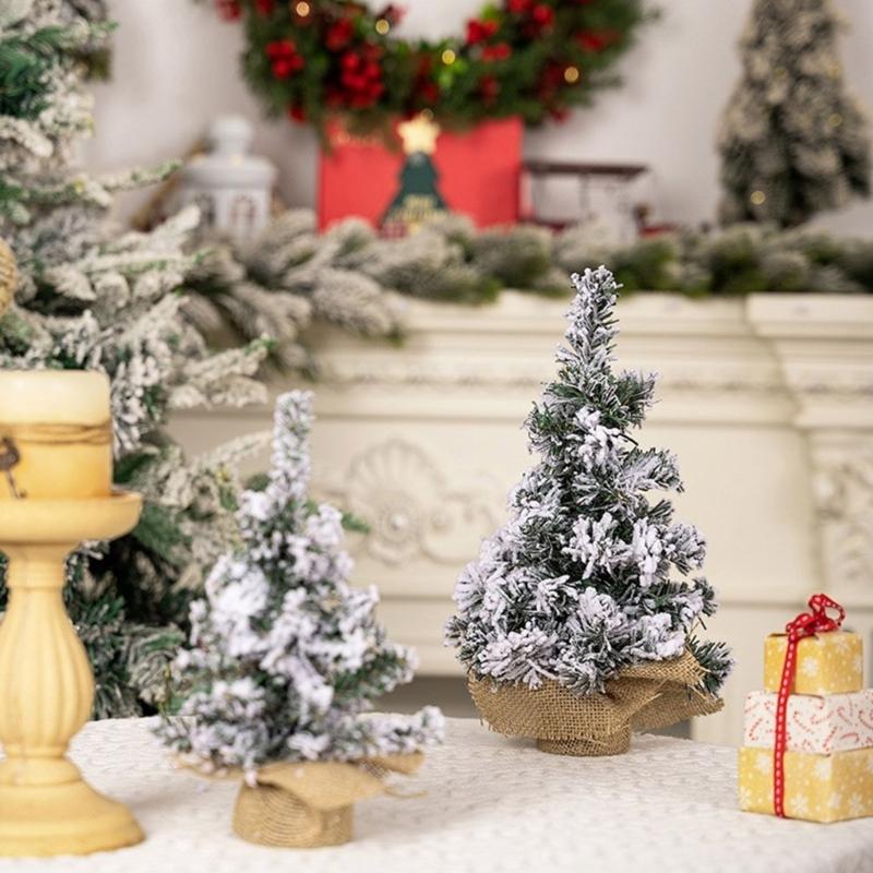 Realistic Snow Covered Christmas Tree Decoration Delicate Burlap Base Snowy Christmas Tree for Home & Office Festival